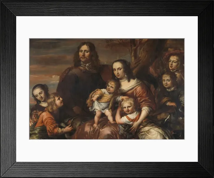 Framed Print : A couple with six children, 1650-1678. Creator: Jurgen Ovens Framed Print : A couple with six children, 1650-1678. Creator: Jurgen Ovens