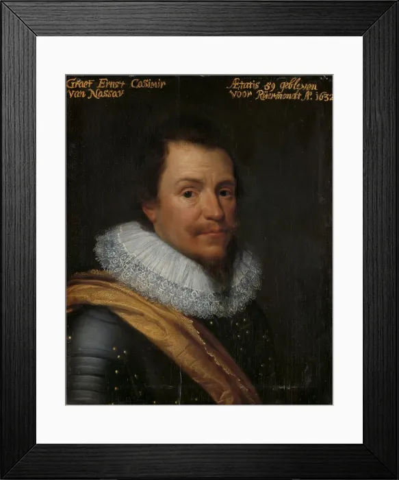 Framed Print : Portrait of Ernst Casimir (1573-1632), Count of Nassau-Dietz, c.1623-c.1633. Creator: Workshop of Michiel Jansz van Mierevelt Framed Print : Portrait of Ernst Casimir (1573-1632), Count of Nassau-Dietz, c.1623-c.1633. Creator: Workshop of Michiel Jansz van Mierevelt