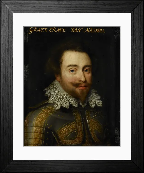 Framed Print : Portrait of Johan Ernst I (1582-1617), Count of Nassau-Siegen, c.1609-c.1633. Creator: Workshop of Jan Antonisz van Ravesteyn Framed Print : Portrait of Johan Ernst I (1582-1617), Count of Nassau-Siegen, c.1609-c.1633. Creator: Workshop of Jan Antonisz van Ravesteyn