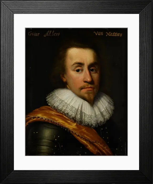 Framed Print : Portrait of Albert (1596-1626), Count of Nassau-Dillenburg, 1622. Creator: Workshop of Jan Antonisz van Ravesteyn Framed Print : Portrait of Albert (1596-1626), Count of Nassau-Dillenburg, 1622. Creator: Workshop of Jan Antonisz van Ravesteyn