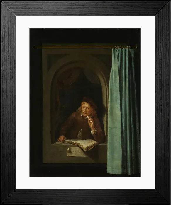 Framed Print : Man Smoking a Pipe, c.1650. Creator: Gerrit Dou Framed Print : Man Smoking a Pipe, c.1650. Creator: Gerrit Dou