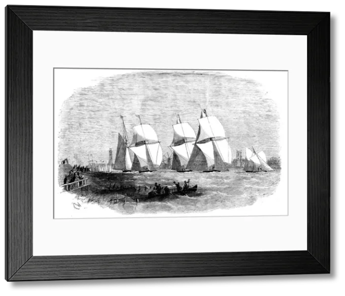 Framed Print : Boston Regatta, the Yachts starting for the Cup, 1856. Creator: Edwin Weedon Framed Print : Boston Regatta, the Yachts starting for the Cup, 1856. Creator: Edwin Weedon