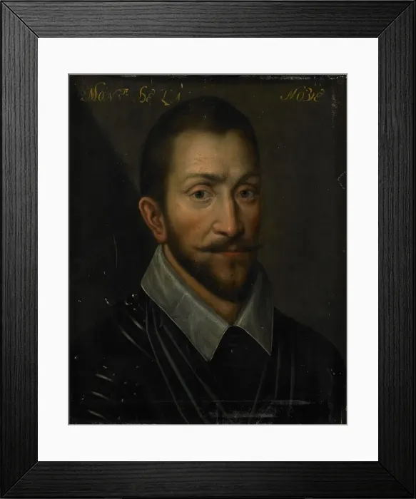 Framed Print : Portrait of François de la Noue (1531-91), Lord of Teligny, called ‘Bras de Fer'... c.1609-c.1633. Creator: Unknown Framed Print : Portrait of François de la Noue (1531-91), Lord of Teligny, called ‘Bras de Fer'... c.1609-c.1633. Creator: Unknown