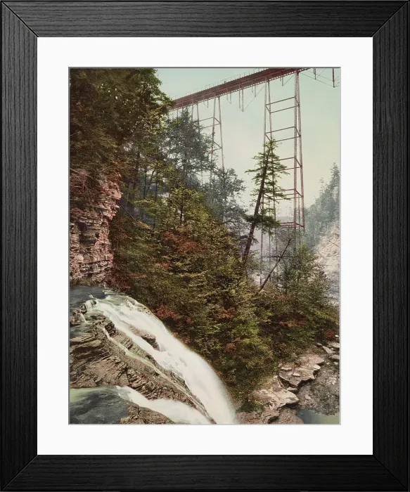 Framed Print : Shawmut Bridge, Stony Brook glen, Dansville, N.Y. c1900. Creator: Unknown Framed Print : Shawmut Bridge, Stony Brook glen, Dansville, N.Y. c1900. Creator: Unknown