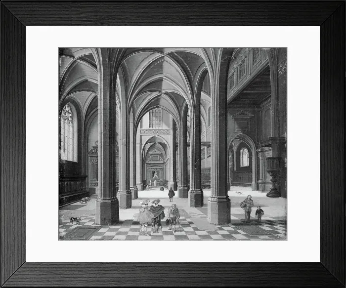 Framed Print : Interior of a Gothic Church, 1625. Creators: Bartholomeus van Bassen, Esaias van de Velde Framed Print : Interior of a Gothic Church, 1625. Creators: Bartholomeus van Bassen, Esaias van de Velde
