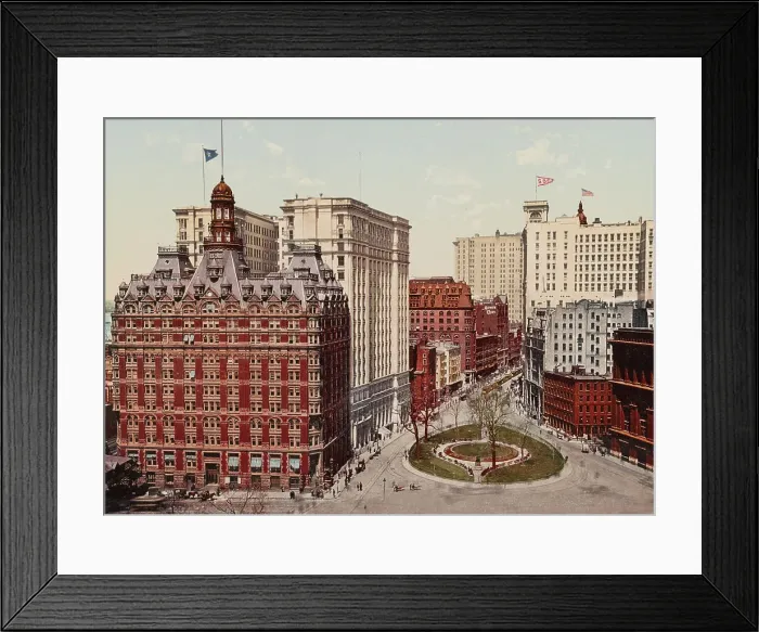 Framed Print : Bowling Green and Lower Broadway, New York City, c1900. Creator: Unknown Framed Print : Bowling Green and Lower Broadway, New York City, c1900. Creator: Unknown