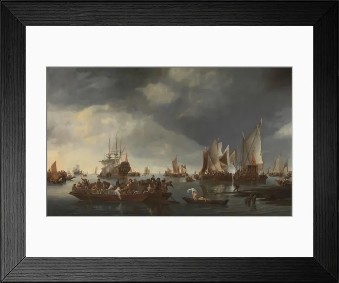 Framed Print : Harbor with Sailboats and Ferry Boat, 1650-1675. Creator: Hendrick Jacobsz Dubbels Framed Print : Harbor with Sailboats and Ferry Boat, 1650-1675. Creator: Hendrick Jacobsz Dubbels