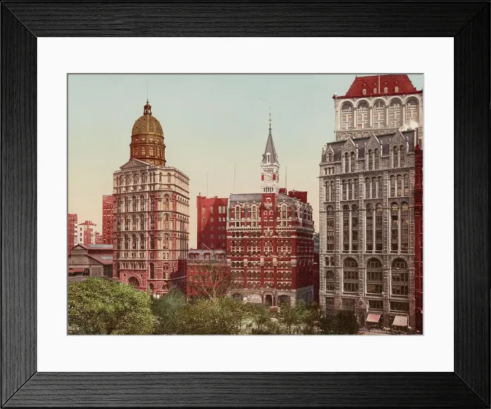 Framed Print : Newspaper Row, New York City, ca 1900. Creator: Unknown Framed Print : Newspaper Row, New York City, ca 1900. Creator: Unknown
