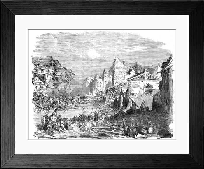 Framed Print : The Inundation at Lyons - sketched by Gustave Dore, 1856. Creator: Gustave Doré Framed Print : The Inundation at Lyons - sketched by Gustave Dore, 1856. Creator: Gustave Doré