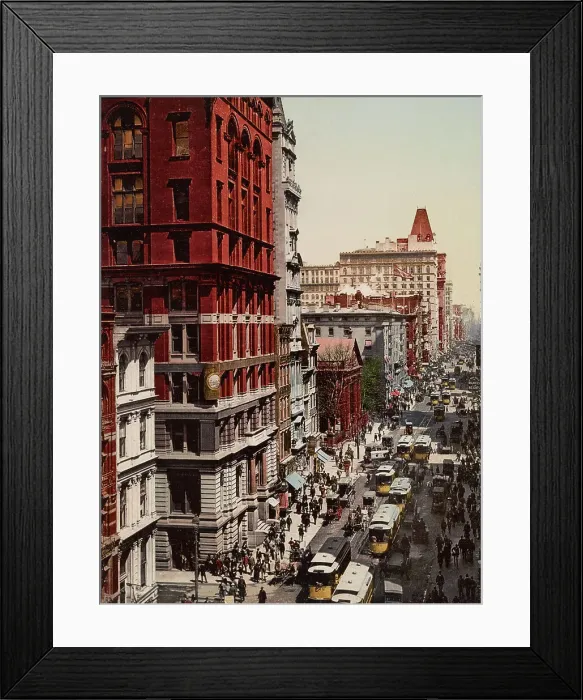 Framed Print : Looking up Broadway from Dey Street, New York City, ca 1900. Creator: Unknown Framed Print : Looking up Broadway from Dey Street, New York City, ca 1900. Creator: Unknown