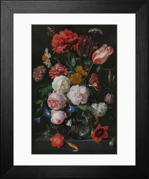 Framed Print : Still Life with Flowers in a Glass Vase, 1650-1683. Creator: Jan Davidsz de Heem Framed Print : Still Life with Flowers in a Glass Vase, 1650-1683. Creator: Jan Davidsz de Heem