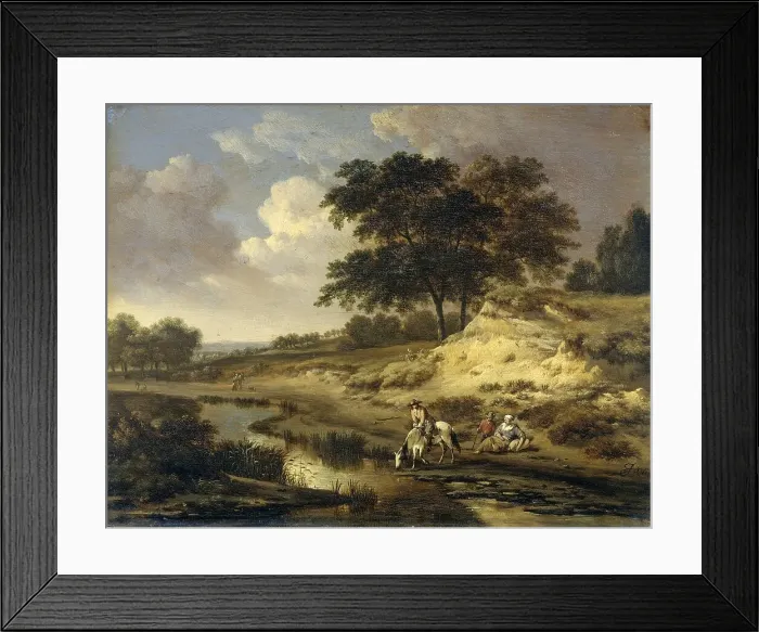Framed Print : Landscape with a Rider Watering his Horse, 1655-1684. Creator: Jan Wijnants Framed Print : Landscape with a Rider Watering his Horse, 1655-1684. Creator: Jan Wijnants