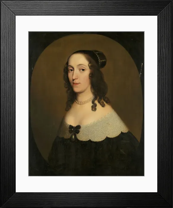 Framed Print : Portrait of Louise Christina (1606-69), Countess of Solms-Braunfels, in or after c.1650. Creator: Workshop of Gerard van Honthorst Framed Print : Portrait of Louise Christina (1606-69), Countess of Solms-Braunfels, in or after c.1650. Creator: Workshop of Gerard van Honthorst