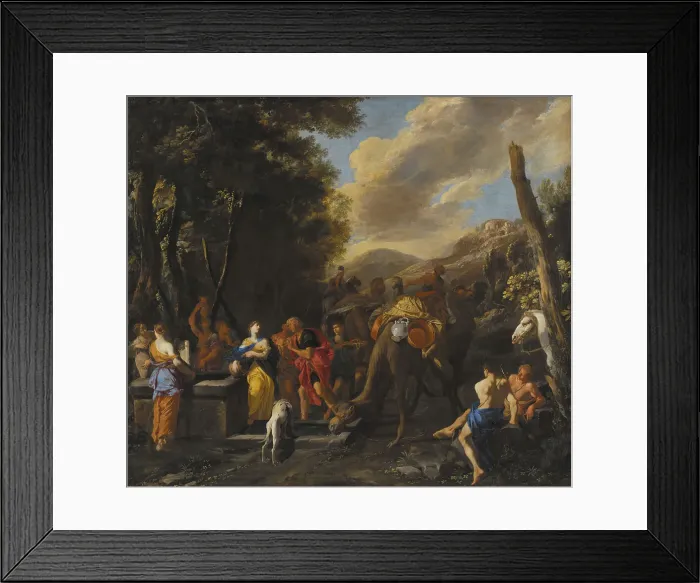 Framed Print : Rebecca and Eliezer at the Well;Abraham's Servant (Eliezer) Meets Rebecca at the Well, 1627-1679. Creator: Domenico Gargiulo Framed Print : Rebecca and Eliezer at the Well;Abraham's Servant (Eliezer) Meets Rebecca at the Well, 1627-1679. Creator: Domenico Gargiulo
