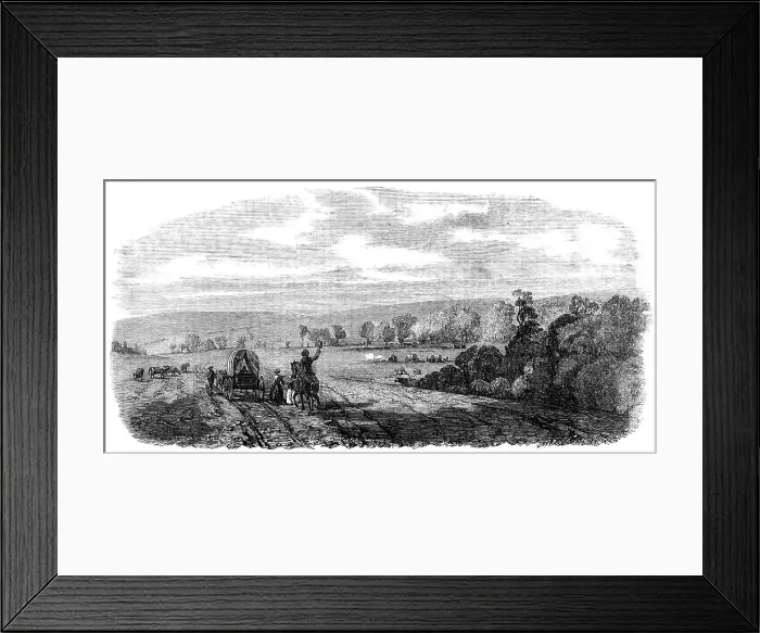 Framed Print : The Nebraska and Kansas Territory: Settlers entering Nebraska, Pappea Creek, 1856. Creator: Unknown Framed Print : The Nebraska and Kansas Territory: Settlers entering Nebraska, Pappea Creek, 1856. Creator: Unknown