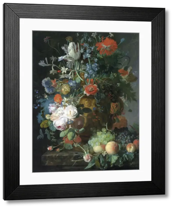 Framed Print : Still Life with Flowers and Fruit, c.1721. Creator: Jan van Huysum Framed Print : Still Life with Flowers and Fruit, c.1721. Creator: Jan van Huysum