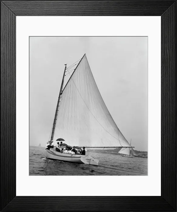 Framed Print : Ursula, a Newport catboat, 1895. Creator: Johns Johnston Framed Print : Ursula, a Newport catboat, 1895. Creator: Johns Johnston