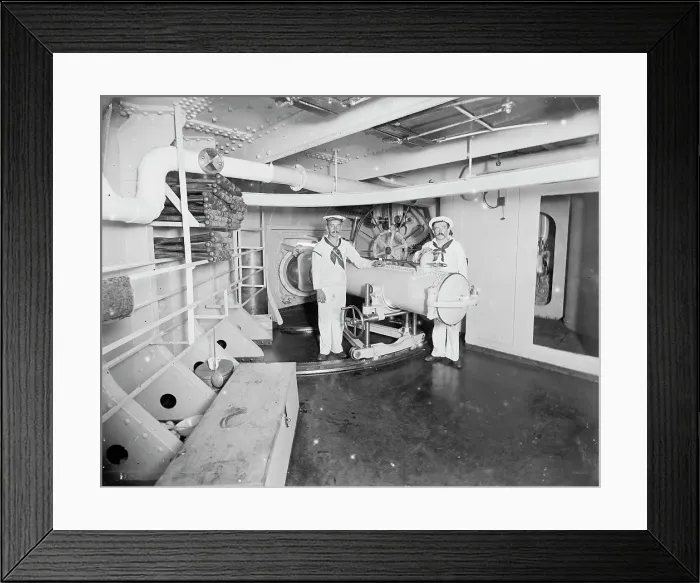 Framed Print : U.S.S. Massachusetts, torpedo tube, between 1896 and 1901. Creator: Unknown Framed Print : U.S.S. Massachusetts, torpedo tube, between 1896 and 1901. Creator: Unknown