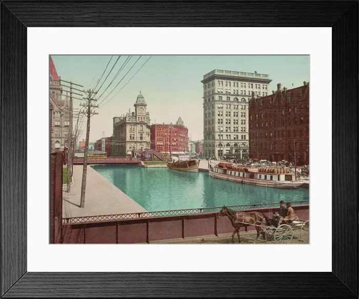 Framed Print : Erie Canal at Salina Street, Syracuse, ca 1900. Creator: Unknown Framed Print : Erie Canal at Salina Street, Syracuse, ca 1900. Creator: Unknown