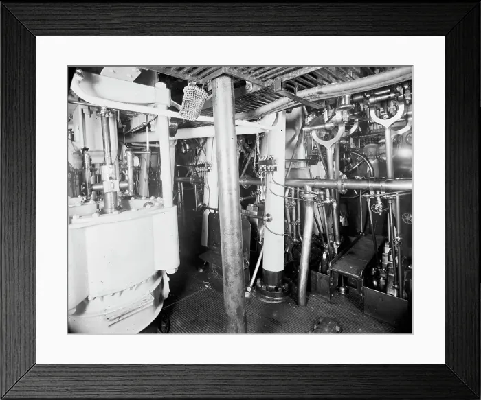 Framed Print : U.S.S. Massachusetts, engine room, between 1896 and 1901. Creator: Unknown Framed Print : U.S.S. Massachusetts, engine room, between 1896 and 1901. Creator: Unknown