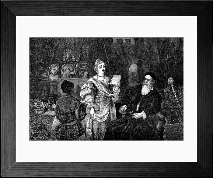 Framed Print : Titian and his God-Daughter - a Sonnet from Peter Aretin - painted by W. H. Kearney - from the Exh Creator: Unknown. Titian and his God-Daughter - a Sonnet from Peter Aretin - painted by W. H. Kearney - from the Exh Creator: Unknown Framed Print : Titian and his God-Daughter - a Sonnet from Peter Aretin - painted by W. H. Kearney - from the Exh Creator: Unknown. Titian and his God-Daughter - a Sonnet from Peter Aretin - painted by W. H. Kearney - from the Exh Creator: Unknown