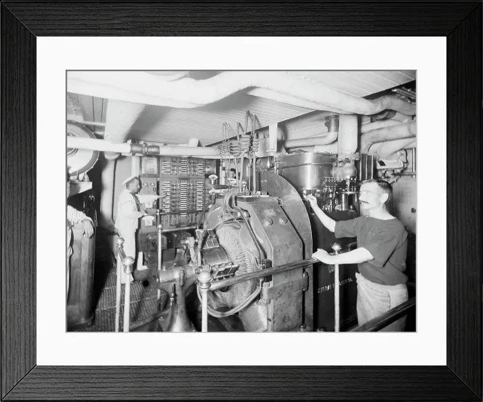 Framed Print : U.S.S. Massachusetts, dynamo room, between 1896 and 1901. Creator: Unknown Framed Print : U.S.S. Massachusetts, dynamo room, between 1896 and 1901. Creator: Unknown