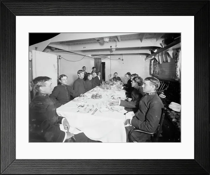 Framed Print : U.S.S. Massachusetts, junior officers mess, between 1896 and 1901. Creator: Unknown Framed Print : U.S.S. Massachusetts, junior officers mess, between 1896 and 1901. Creator: Unknown