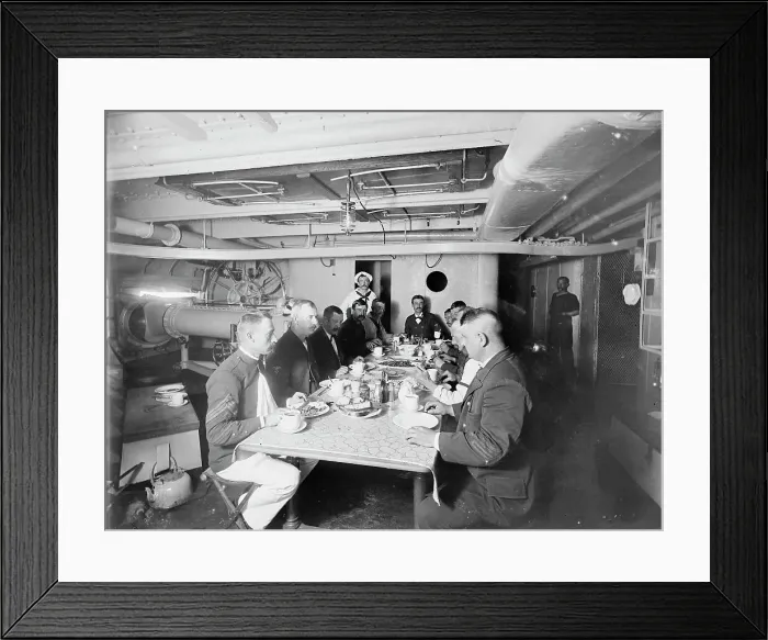 Framed Print : U.S.S. Massachusetts, petty officers mess, between 1896 and 1901. Creator: Unknown Framed Print : U.S.S. Massachusetts, petty officers mess, between 1896 and 1901. Creator: Unknown