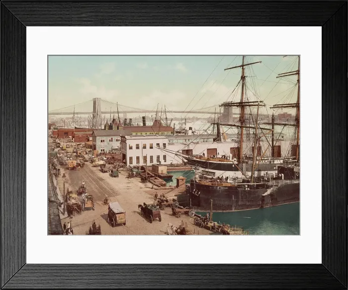 Framed Print : South Street and Brooklyn Bridge, New York City, c1901. Creator: Unknown Framed Print : South Street and Brooklyn Bridge, New York City, c1901. Creator: Unknown