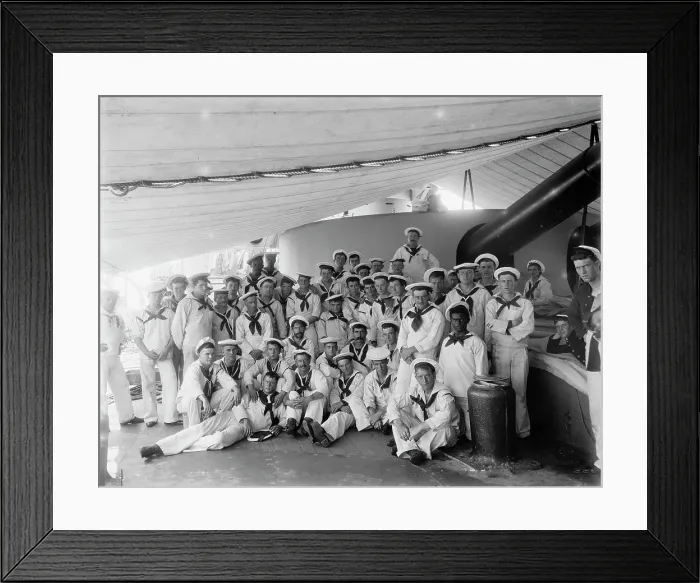 Framed Print : U.S.S. Massachusetts, group of sailors, between 1896 and 1901. Creator: Unknown Framed Print : U.S.S. Massachusetts, group of sailors, between 1896 and 1901. Creator: Unknown
