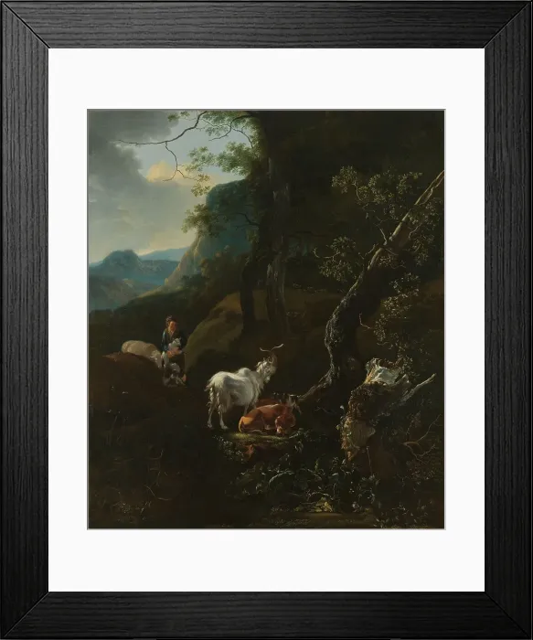 Framed Print : A Sherpherdess with Animals in a Mountainous Landscape, 1649-1673. Creator: Adam Pynacker Framed Print : A Sherpherdess with Animals in a Mountainous Landscape, 1649-1673. Creator: Adam Pynacker