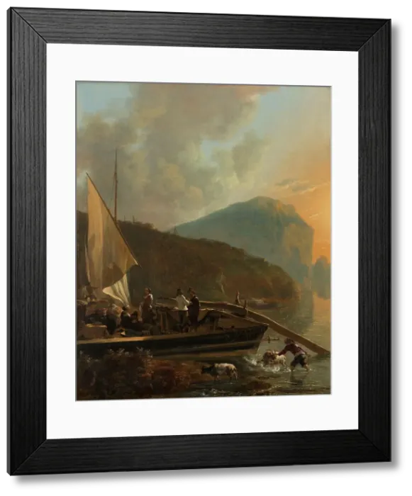 Framed Print : Italianate River Landscape, c.1650-c.1655. Creator: Adam Pynacker