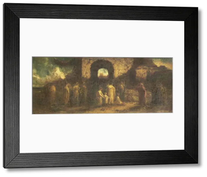 Framed Print : Christ blessing the children, 1870-1886. Creator: Adolphe Monticelli Framed Print : Christ blessing the children, 1870-1886. Creator: Adolphe Monticelli