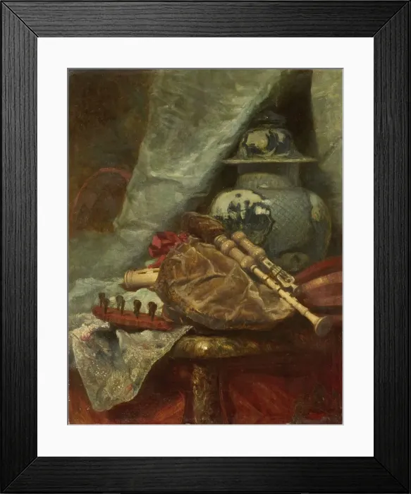 Framed Print : Still Life with Bagpipes, 1850-1881. Creator: Adolphe Mouilleron Framed Print : Still Life with Bagpipes, 1850-1881. Creator: Adolphe Mouilleron