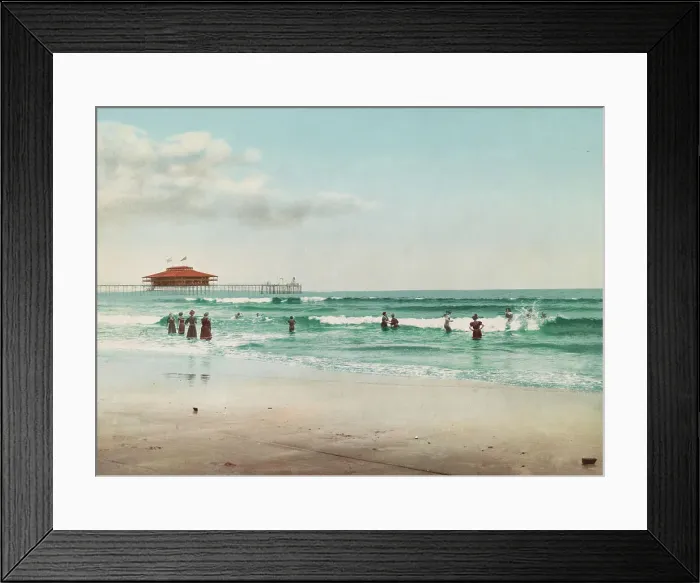 Framed Print : In the surf at Old Orchard, Maine, c1901. Creator: Unknown Framed Print : In the surf at Old Orchard, Maine, c1901. Creator: Unknown