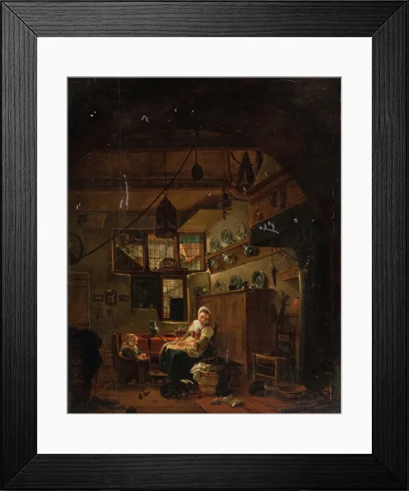 Framed Print : Interior of a Dutch Farm Cottage, 1631-1677. Creator: Thomas Wijck Framed Print : Interior of a Dutch Farm Cottage, 1631-1677. Creator: Thomas Wijck