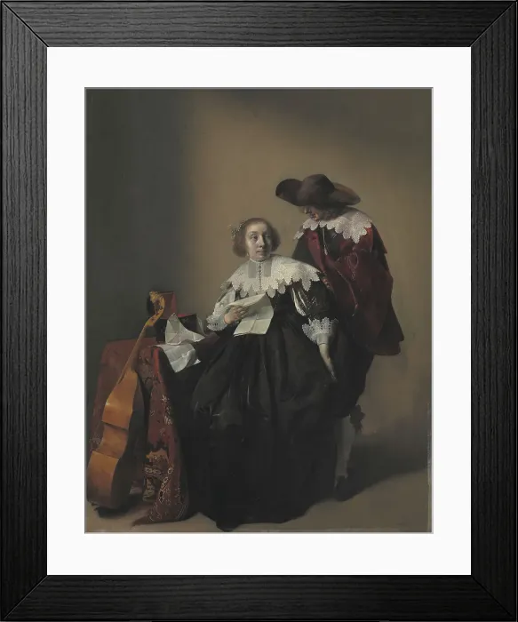 Framed Print : A Seated Woman with a Letter, a Gentleman Standing by Her;The Officer's Visit, 1632-1732. Creator: Willem Cornelisz Duyster Framed Print : A Seated Woman with a Letter, a Gentleman Standing by Her;The Officer's Visit, 1632-1732. Creator: Willem Cornelisz Duyster