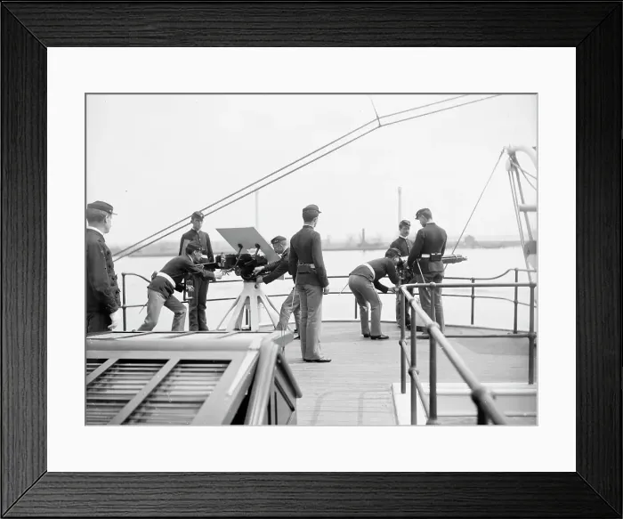 Framed Print : U.S.S. Newark, machine guns, between 1891 and 1901. Creator: Unknown Framed Print : U.S.S. Newark, machine guns, between 1891 and 1901. Creator: Unknown