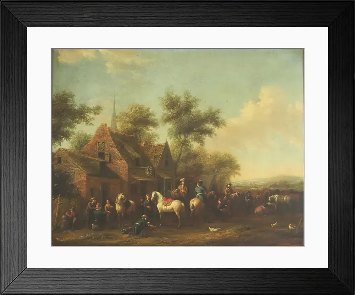 Framed Print : Landscape with Horsemen Resting outside an Inn, 1634-1668. Creator: Philip Wouverman Framed Print : Landscape with Horsemen Resting outside an Inn, 1634-1668. Creator: Philip Wouverman
