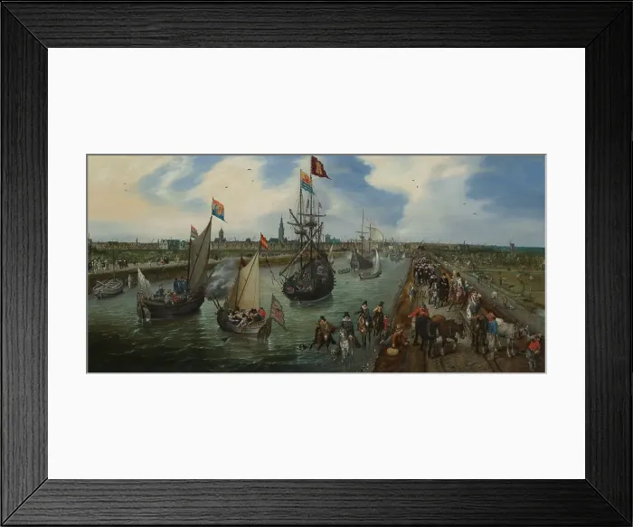 Framed Print : The Departure of a Dignitary from Middelburg, 1615. Creator: Adriaen van de Venne