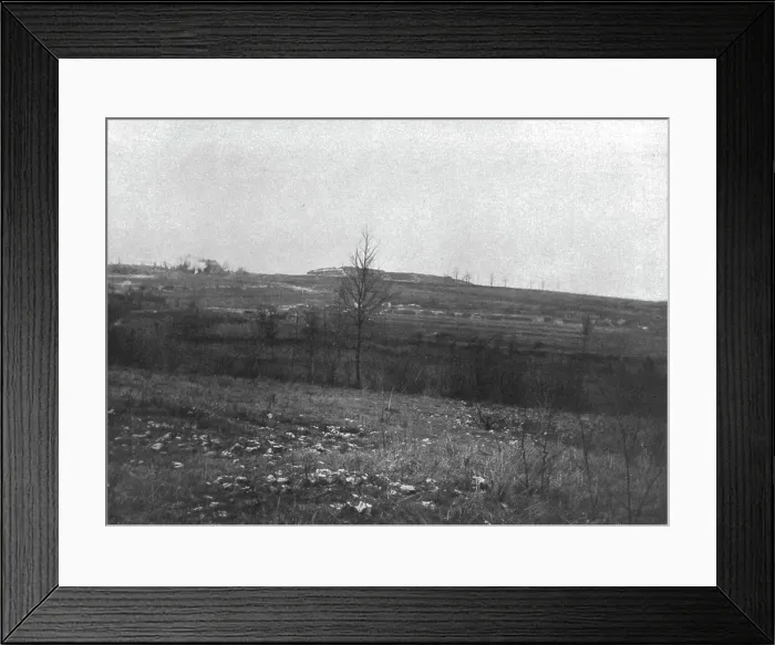 Framed Print : Le Fort de Vaux; La silhouette du fort, vue du Sud-Est, 1916. Creator: Unknown Framed Print : Le Fort de Vaux; La silhouette du fort, vue du Sud-Est, 1916. Creator: Unknown