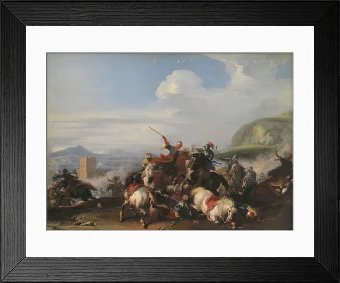 Framed Print : Battle Scene with Turkish Cavalry, 1636-1675. Creator: Jacques Courtois Framed Print : Battle Scene with Turkish Cavalry, 1636-1675. Creator: Jacques Courtois