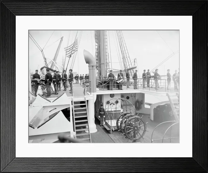 Framed Print : U.S.S. Newark, gun drill, between 1891 and 1901. Creator: Unknown Framed Print : U.S.S. Newark, gun drill, between 1891 and 1901. Creator: Unknown
