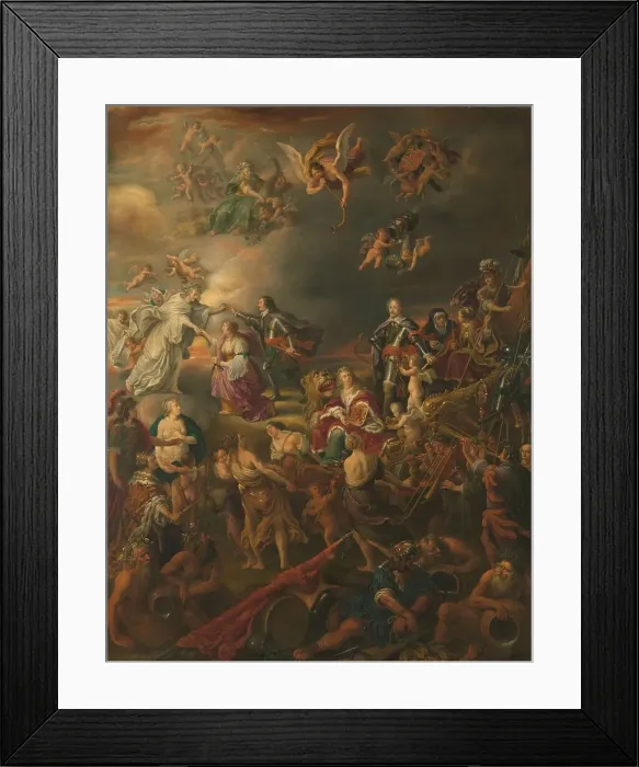 Framed Print : Allegory of the Peace under Stadholder Willem II, 1650. Creator: Adriaen van Nieulandt Framed Print : Allegory of the Peace under Stadholder Willem II, 1650. Creator: Adriaen van Nieulandt