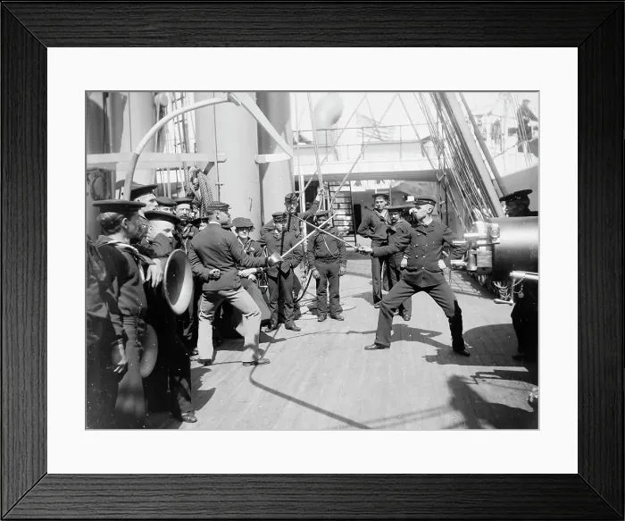 Framed Print : U.S.S. Newark, sword exercise, between 1891 and 1901. Creator: Unknown Framed Print : U.S.S. Newark, sword exercise, between 1891 and 1901. Creator: Unknown