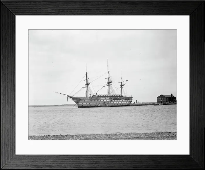 Framed Print : U.S.S. New Hampshire at Coasters Harbor, between 1890 and 1901. Creator: Unknown Framed Print : U.S.S. New Hampshire at Coasters Harbor, between 1890 and 1901. Creator: Unknown