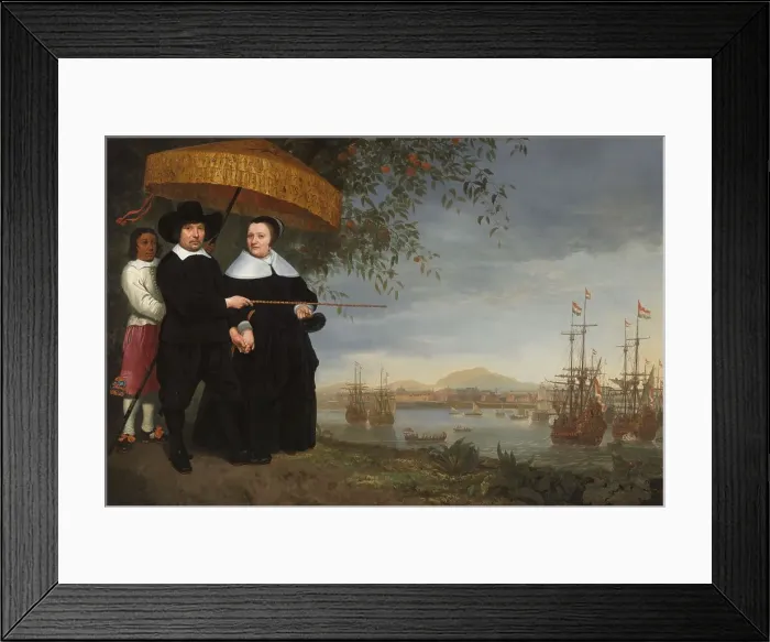 Framed Print : VOC Senior Merchant with his Wife and an Enslaved Servant, c.1650-c.1655. Creator: Circle of Aelbert Cuyp Framed Print : VOC Senior Merchant with his Wife and an Enslaved Servant, c.1650-c.1655. Creator: Circle of Aelbert Cuyp
