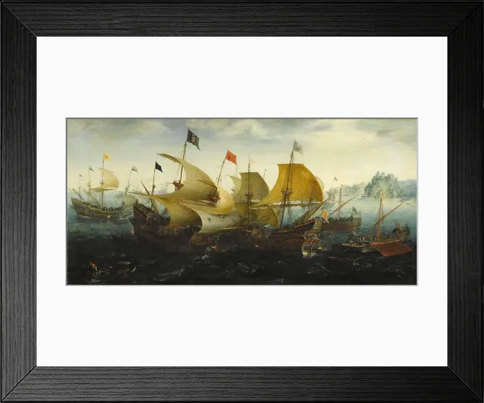 Framed Print : The Battle of Cadiz, 1608. Creator: Aert Anthonisz Framed Print : The Battle of Cadiz, 1608. Creator: Aert Anthonisz