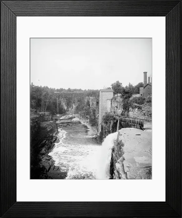 Framed Print : Rainbow Falls and R.R. bridge, Ausable Chasm, N.Y. c1905. Creator: Unknown Framed Print : Rainbow Falls and R.R. bridge, Ausable Chasm, N.Y. c1905. Creator: Unknown