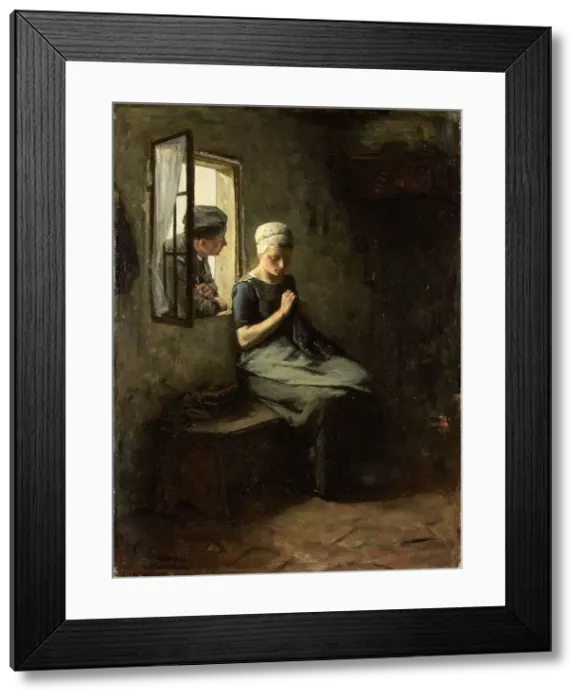 Framed Print : Fisherman courting, 1880. Creator: Albert Neuhuys Framed Print : Fisherman courting, 1880. Creator: Albert Neuhuys